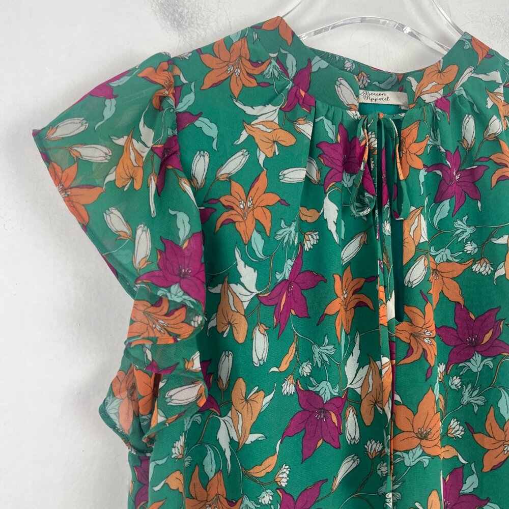 NWOT Stitch Fix Beacon Apparel Floral Ruffle Sleeve Top Size Small S NEW - Picture 2 of 10